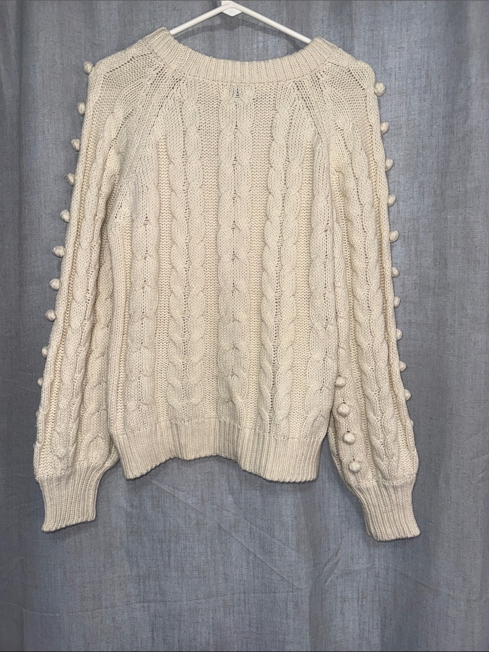 Pink Diamond Textured Chunky Knit Crewneck Sweater - Ivory/Cream - Picture 6 of 15